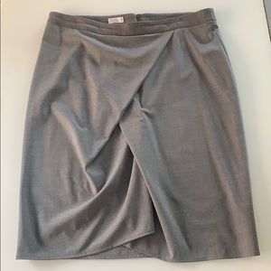 Brunello Cucinelli Gray Wool draped pencil skirt